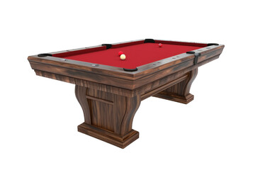 Elegant Wooden Billiard Table With Red Cloth and Balls Positioned for a Game