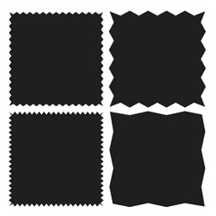 Zig zag edge rectangle shape collection. Jagged rectangular elements set. Black graphic design elements for decoration, banner, poster, template, sticker, badge. Vector - obrazy, fototapety, plakaty