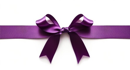 Purple Celebration: Elegant Ribbon on White Background for Holiday Decor and Event Invitations