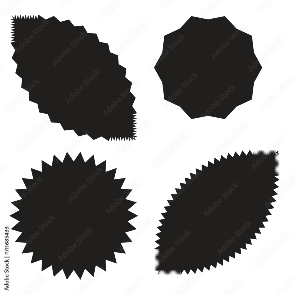 Poster zig zag edge rectangle shape collection. jagged rectangular elements set. black graphic design eleme