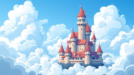 The Princess Castle: A Dreamy Cartoon Illustration of a Medieval Fantasy Landscape