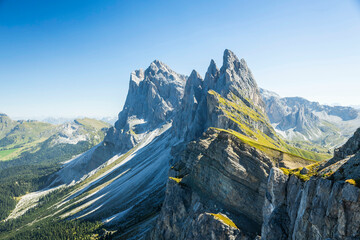 The world famous peaks of Seceda in the Italian Dolomites - obrazy, fototapety, plakaty