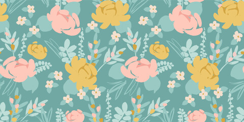 Fototapeta na wymiar Floral seamless pattern. Vector design for paper, cover, fabric, interior decor and other