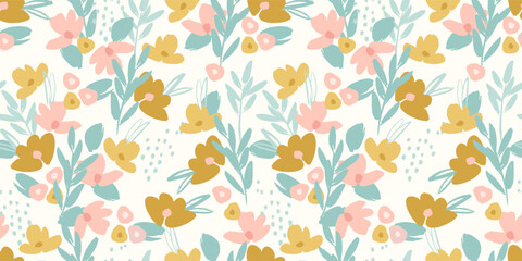 Floral seamless pattern. Vector design for paper, cover, fabric, interior decor and other - 711686697
