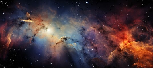 Celestial symphony  a mesmerizing star field and nebula in the vast expanse of outer space - obrazy, fototapety, plakaty