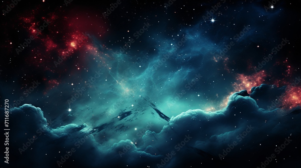 Poster mesmerizing celestial star field and vibrant nebula illuminating the vast expanse of outer space