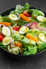 salad quail egg fresh eating cooking appetizer meal food snack on the table copy space food background rustic top view 