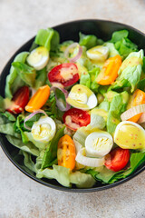 salad quail egg fresh eating cooking appetizer meal food snack on the table copy space food background rustic top view 