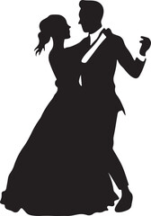 Romantic Lovers Couple dancing romantically silhouette Illustration line art Design