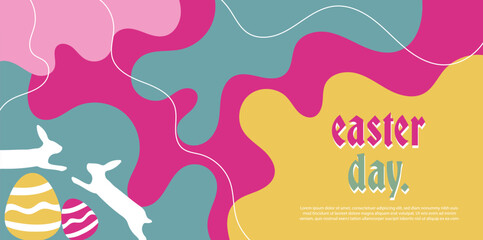 hand drawn horizontal easter day banner. Easter day , For postcard, website, advertising banner.	