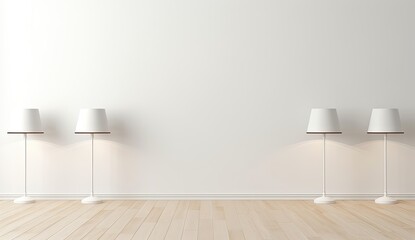 Fototapeta na wymiar white space white wall white light hanging bulbs lamp