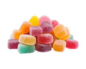 Little sour candies on transparent background