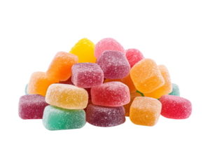 Little sour candies on transparent background