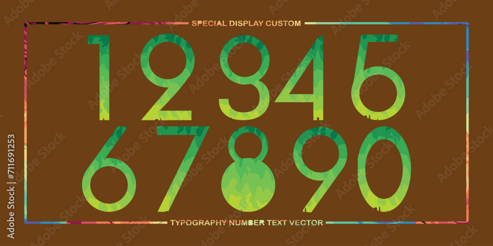 Poster assorted digital custom vector numbers. minimum. color gradation. dark. banner network. 3d effect. d