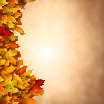 yellow autumn leaves on a brown background . artificial intelligence generator, AI, neural network image. background for the design.