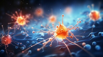 Medical background with nerve cells and neurons  concept of neurology and neuroscience - obrazy, fototapety, plakaty