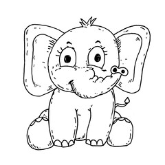 Sketch handdrawn coloring page elephant