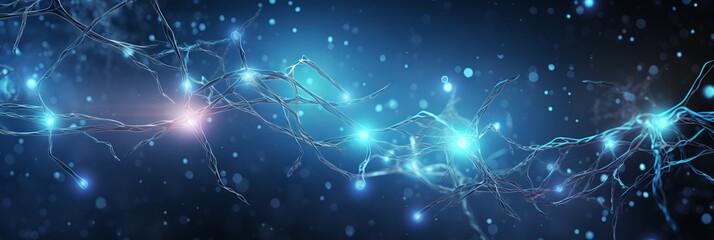 Nerve cells and neural network medical background  detailed scientific illustration for education - obrazy, fototapety, plakaty
