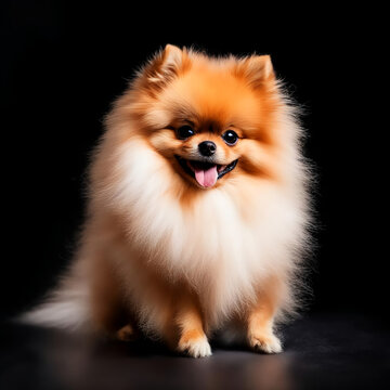 cute little pet dog, Pomeranian, pet. artificial intelligence generator, AI, neural network image. background for the design.