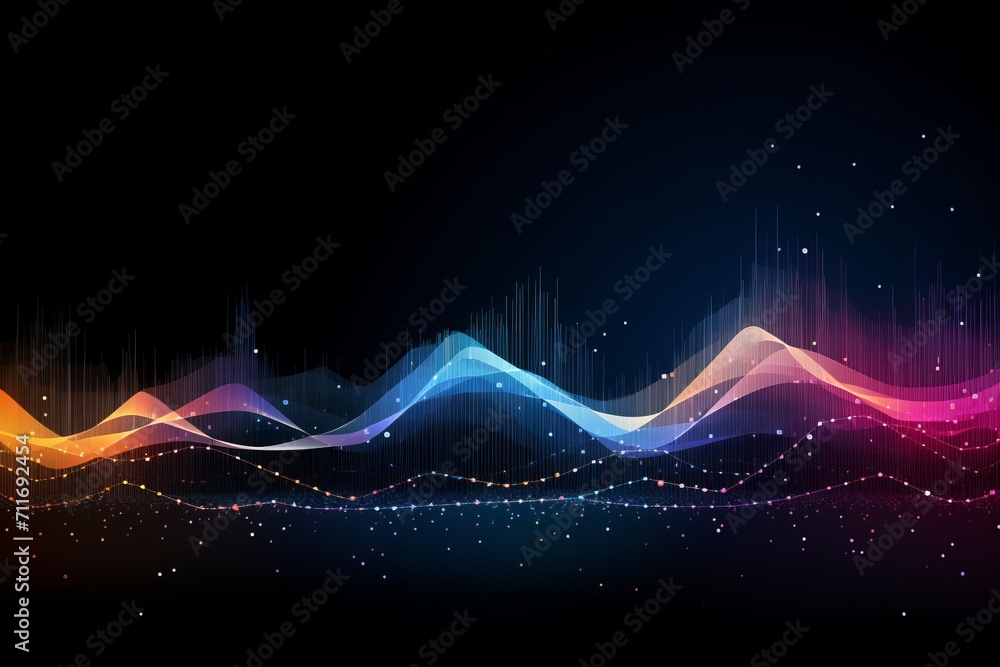 Poster digital graphic abstract background for technological processes, neural networks, digital data stora