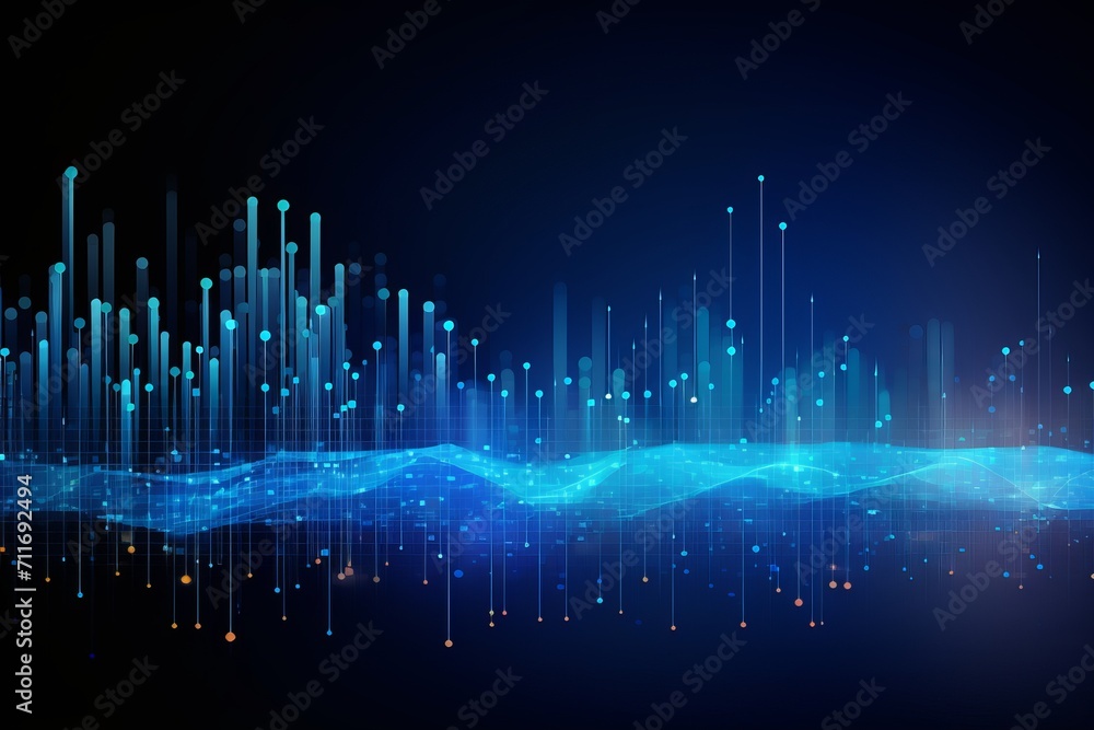 Poster digital graphic abstract background for technological processes, neural networks, digital data stora