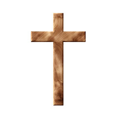 wooden cross isolated on transparent background.