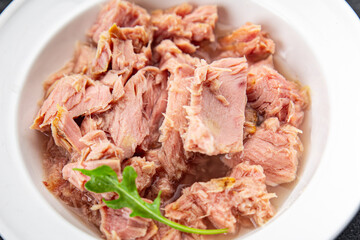 tuna canned food fish seafood fresh healthy eating cooking appetizer meal food snack on the table copy space food background rustic top view