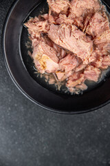 tuna canned food fish seafood fresh healthy eating cooking appetizer meal food snack on the table copy space food background rustic top view