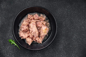 tuna canned food fish seafood fresh healthy eating cooking appetizer meal food snack on the table copy space food background rustic top view