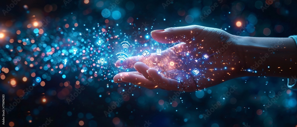 Poster immerse yourself in a world where touch becomes the bridge between you and the cloud's limitless pot