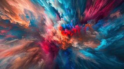 Vivid splashes of dynamic universe and energy explotion with motion blur effect background, vibrant banner - obrazy, fototapety, plakaty