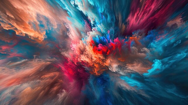 Vivid splashes of dynamic universe and energy explotion with motion blur effect background, vibrant banner © Mariia