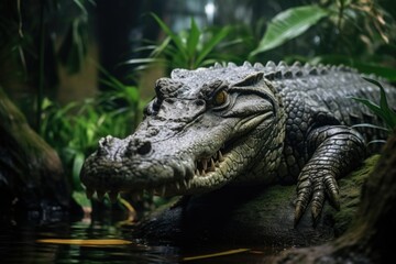 Obraz premium Sungei Bulohs Estuarine Crocodile in Singapore
