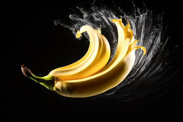 Dynamic Banana and Milk Splash Fusion created with Generative AI technology