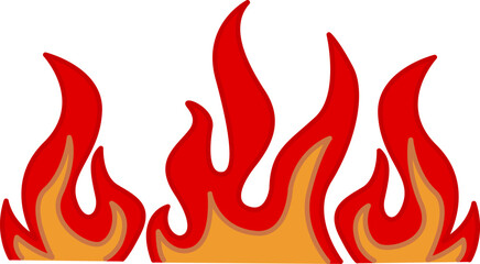 Fire illustration. Vector Red Flame on a White Background