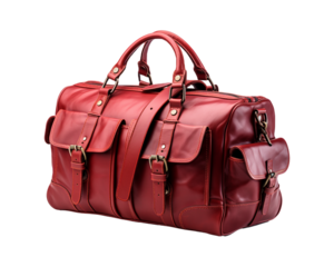 Red duffle bag on transparent background