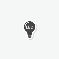 LED light bulb icon sticker isolated on gray background