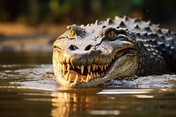 Obraz premium Portrait of a Saltwater Crocodile in Daintree Rainforest, Australia