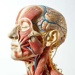 Anatomy - Human Head. Anatomical Structure of the Human Head. Medical Model for Studying Organs and Muscles