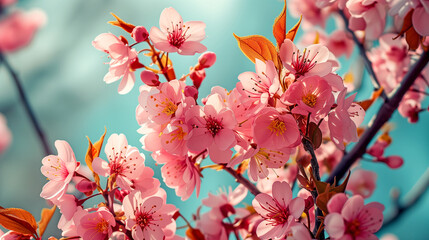 Fototapeta premium Blooming Japanese Cherry Tree 