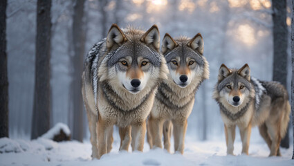 Wolf in snow, winter season