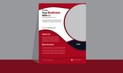Business flyer, cover layout, annual report, colorful, with mockup and background, grow your business 