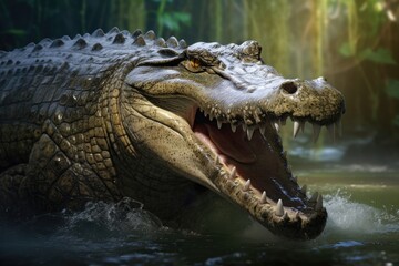 Fototapeta premium Saltwater crocodile: Native to Southeast Asia and Australia.