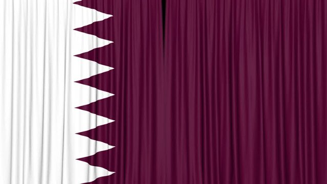 QATAR Curtain Flag Animation Transition, on Alpha Channel, Loop
