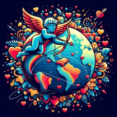 Cupid sharing love across the world