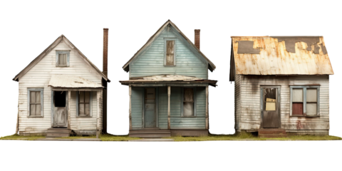 An old American single-family house, poor conditions, isolated 