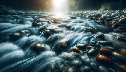 Flowing WaterInclude a gently flowing river or stream, representing life's continuous flow and change.