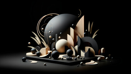 Abstract scene with black background It is artistic and creates an abstract feeling. without any specific content