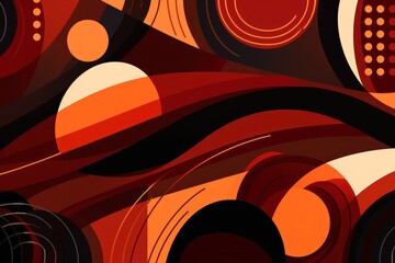 Colorful animated background, in the style of linear patterns and shapes, rounded shapes, dark orange and maroon, flat shapes