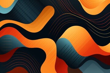 Colorful animated background, in the style of linear patterns and shapes, rounded shapes, dark topaz and tangerine, flat shapes